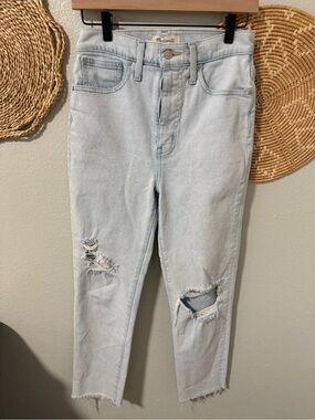 Madewell Light Blue Ripped Ankle Jeans